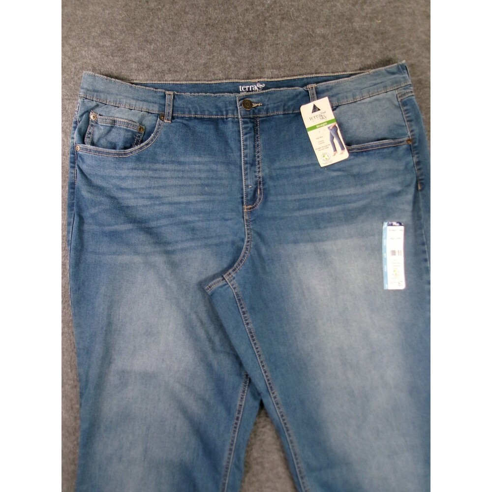 Terra Sky Jeans Women 24W Petite Blue Regular Straight High Rise Tummy Control - Picture 2 of 16